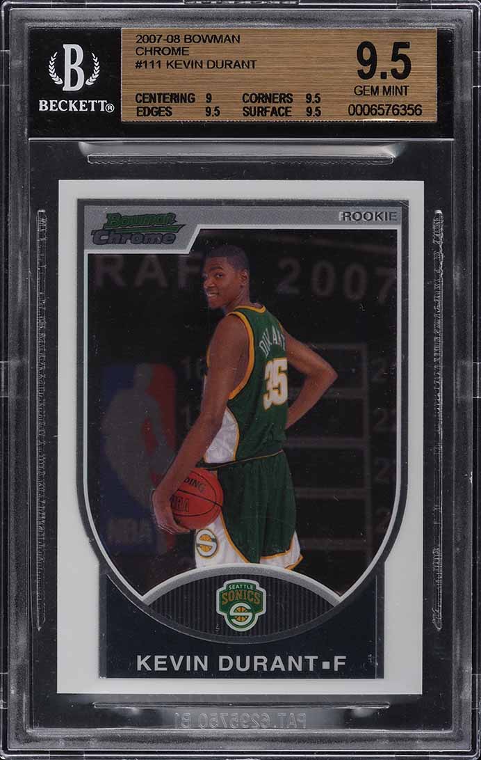 2007 Bowman Chrome Kevin Durant ROOKIE /2999 #111 BGS 9.5 GEM MINT