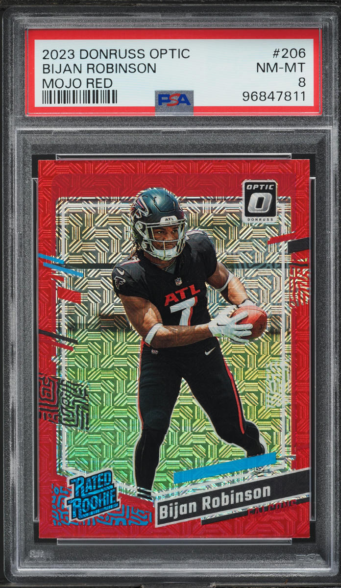 2023 Donruss Optic Mojo Red Bijan Robinson ROOKIE #206 PSA 8 NM-MT