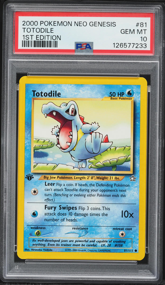 2000 Pokemon Neo Genesis 1st Edition Totodile #81 PSA 10 GEM MINT