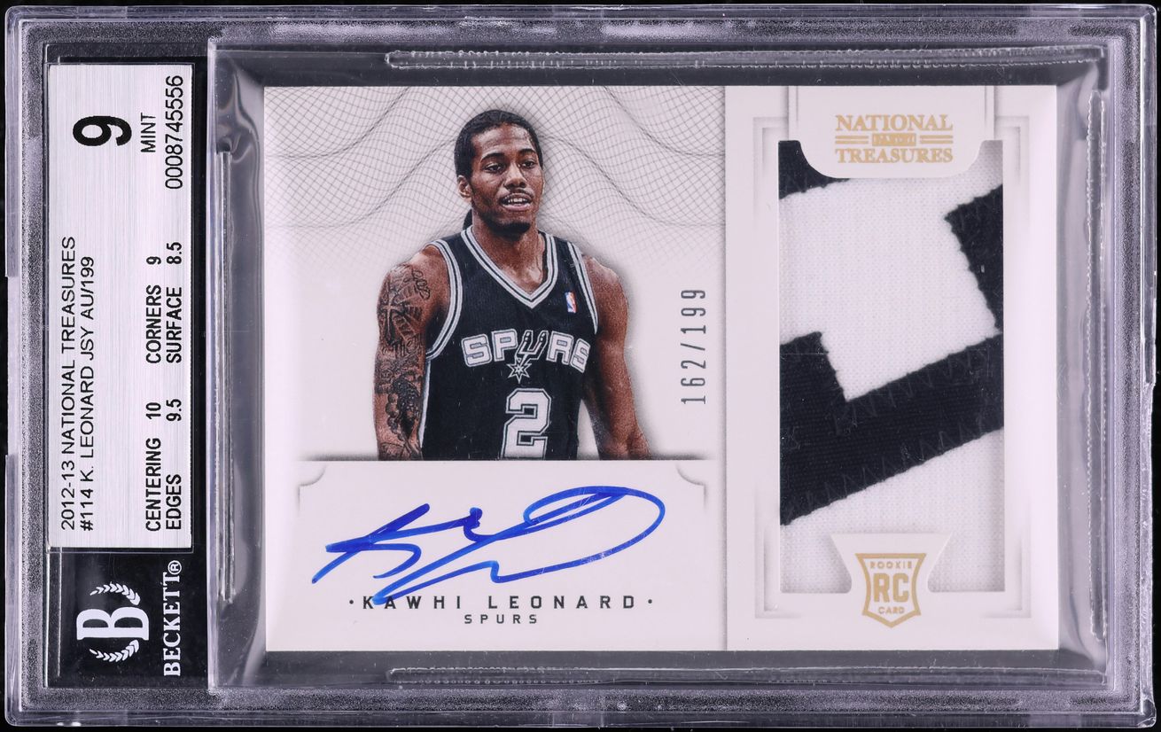 2012 National Treasures Kawhi Leonard ROOKIE PATCH AUTO /199 #114 BGS 9 MINT