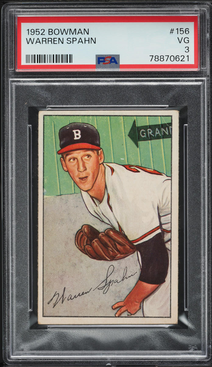1952 Bowman Warren Spahn #156 PSA 3 VG