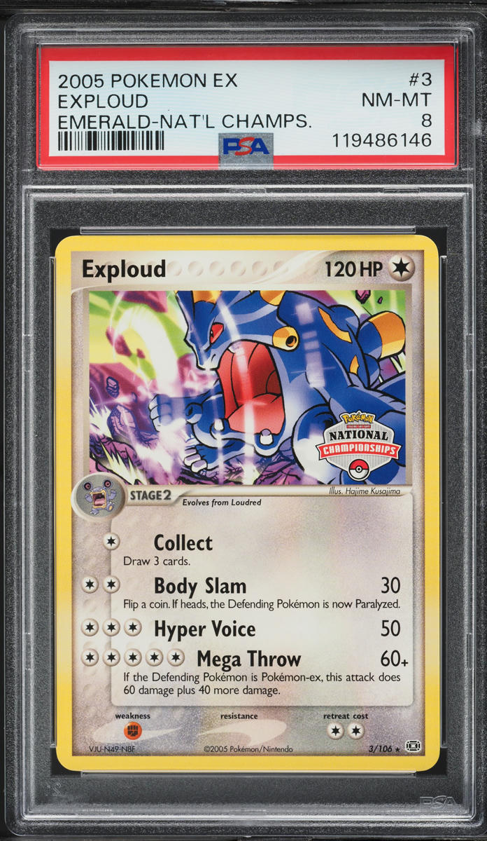 2005 Pokemon EX Emerald National Championships Exploud #3 PSA 8 NM-MT