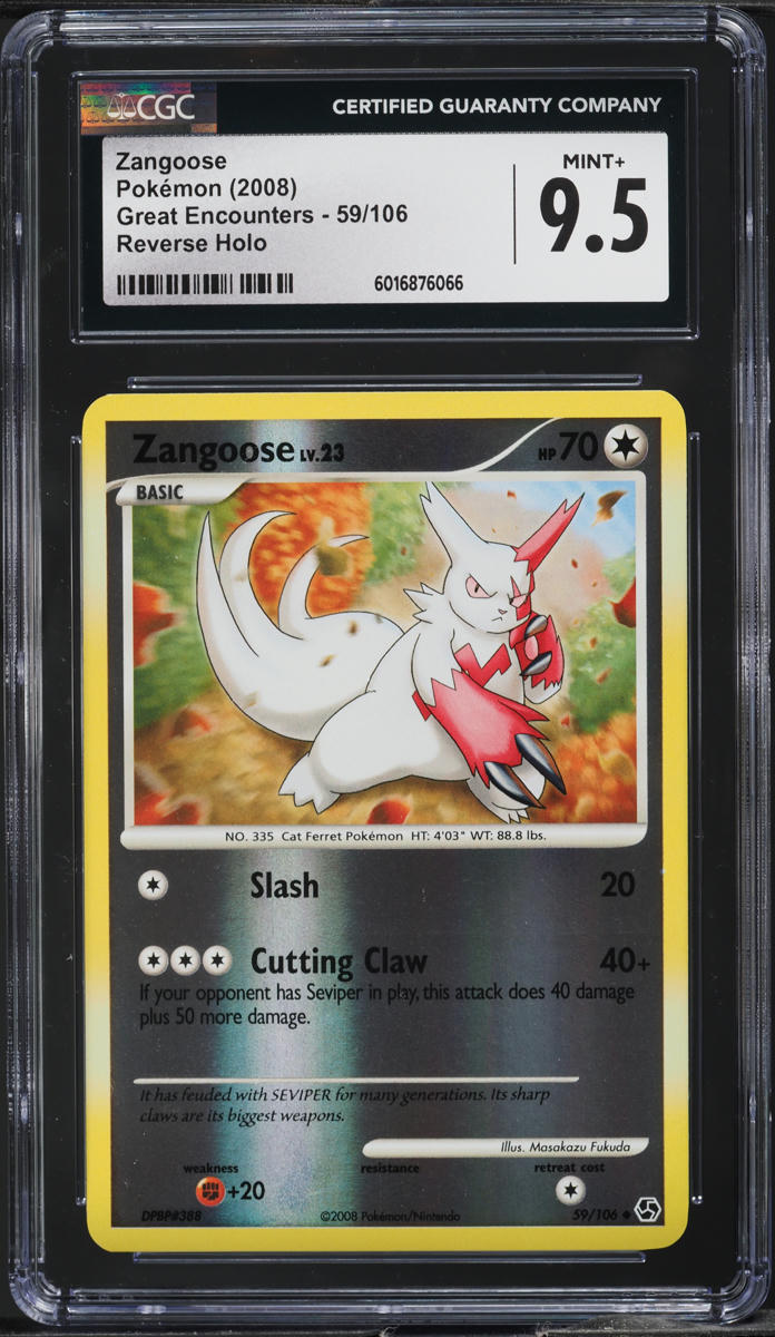 2008 Pokemon Diamond & Pearl Great Encounters Reverse Holo Zangoose #59 CGC 9.5