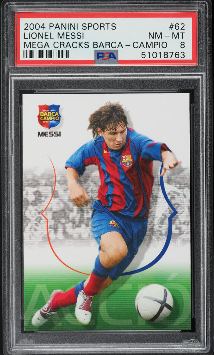 2004 Panini Sports Mega Cracks Barca Campio Lionel Messi ROOKIE #62 PSA 8 NM-MT
