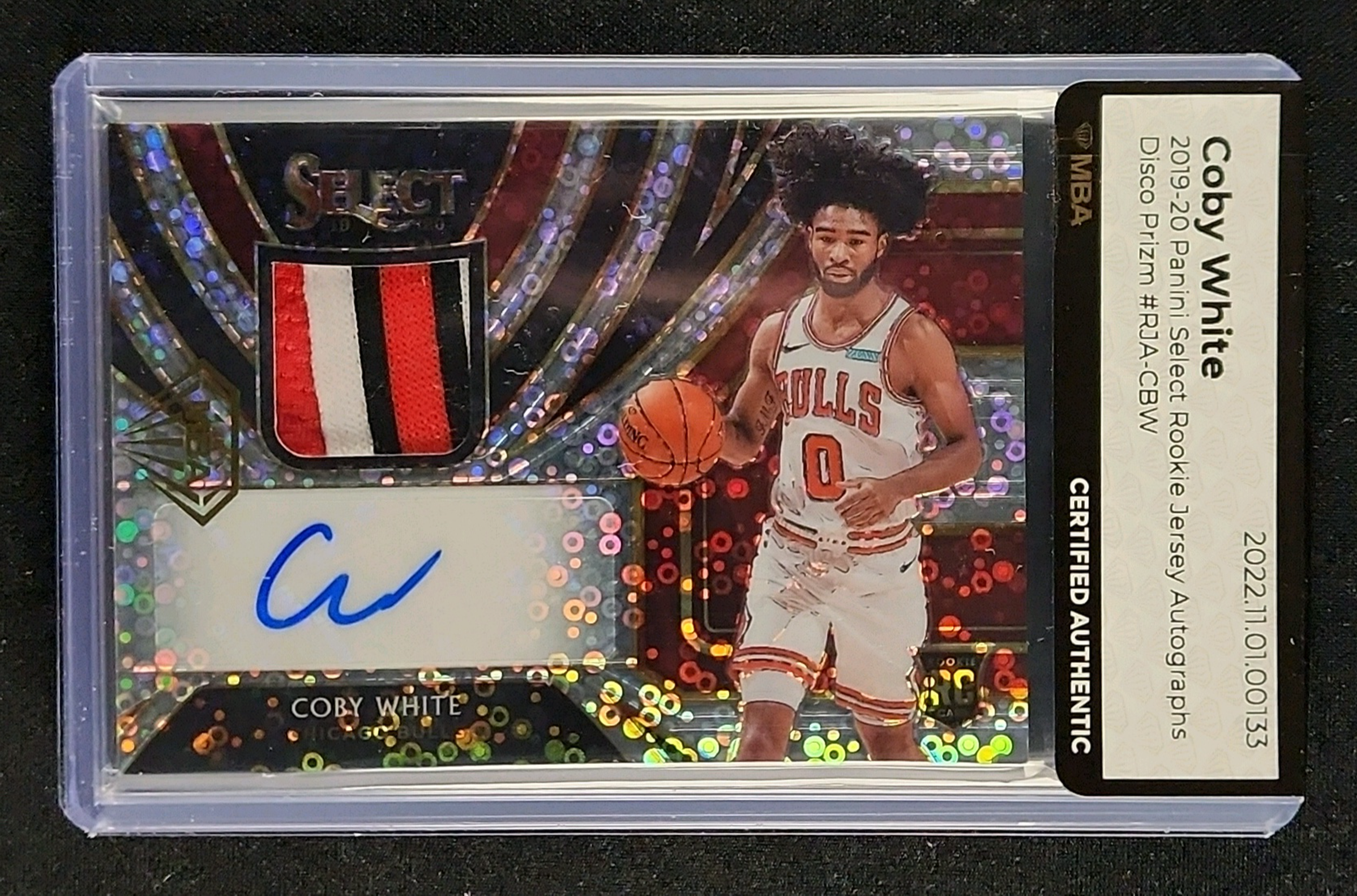2019 Select Disco Prizm Coby White ROOKIE PATCH AUTO /15 #RJA-CBW MBA AUTH