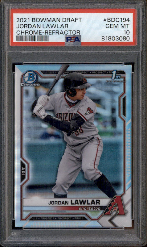 2021 Bowman Chrome Draft Refractor #BDC194 Jordan Lawlar RC PSA 10