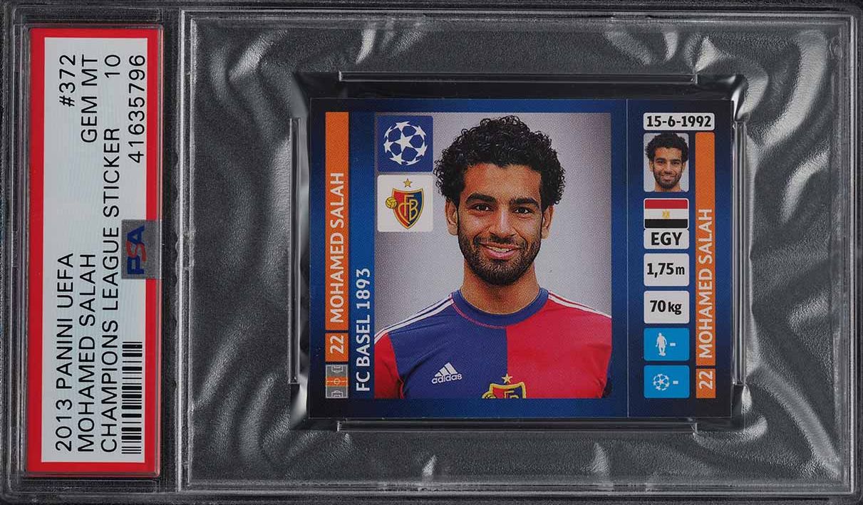 2013 Panini Uefa Champions League Stickers Mohamed Salah ROOKIE RC #372 PSA 10