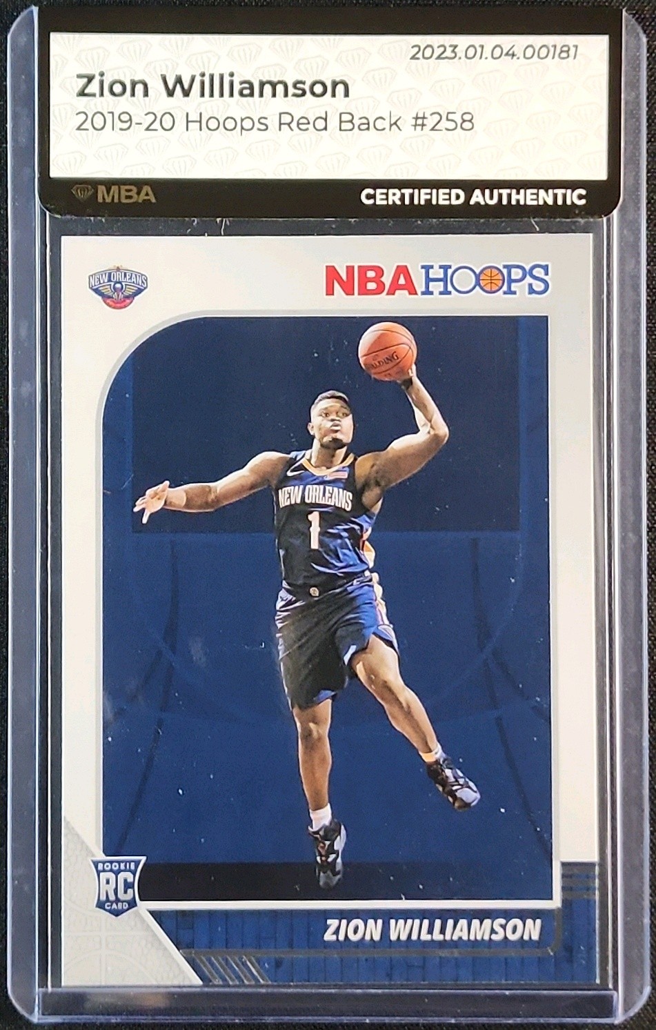 2019 Hoops Red Back Zion Williamson ROOKIE #258 MBA AUTH