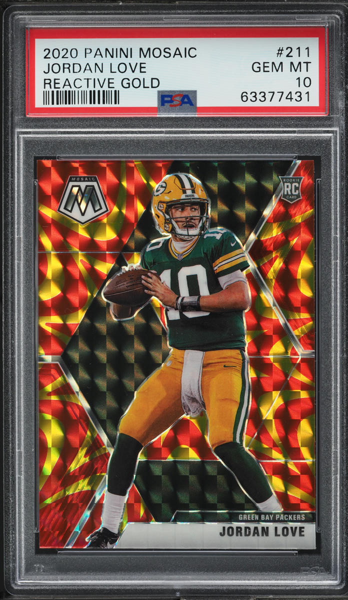 2020 Panini Mosaic Reactive Gold Jordan Love ROOKIE #211 PSA 10 GEM MINT