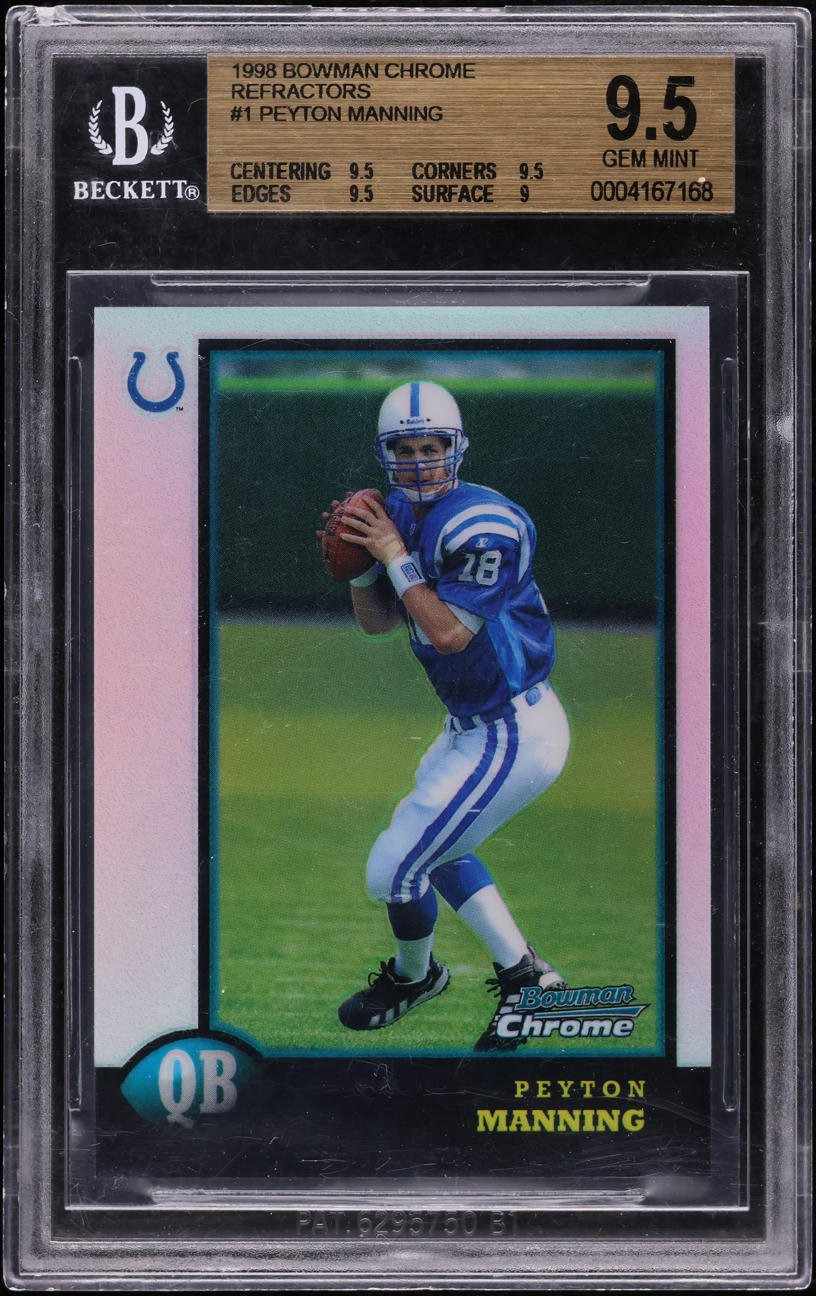 1998 Bowman Chrome Refractor Peyton Manning ROOKIE #1 BGS 9.5 GEM MINT