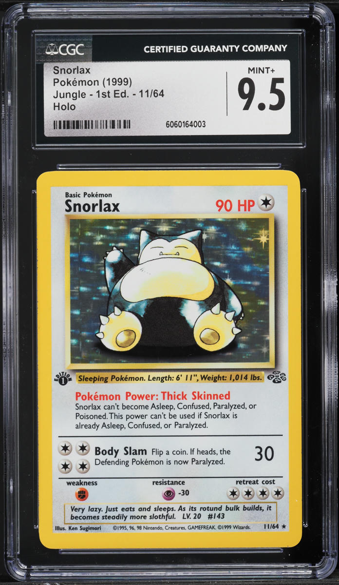 1999 Pokemon Jungle 1st Edition Holo Snorlax #11 CGC 9.5 MINT+