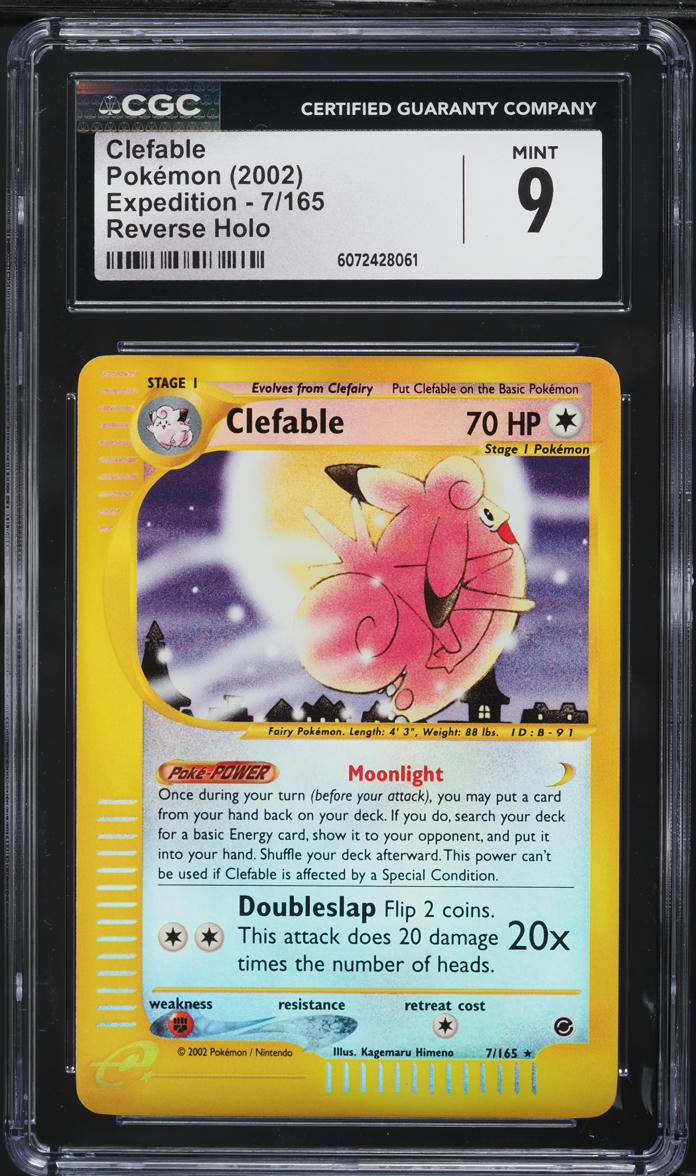 2002 Pokemon Expedition Reverse Holo Clefable #7 CGC 9 MINT
