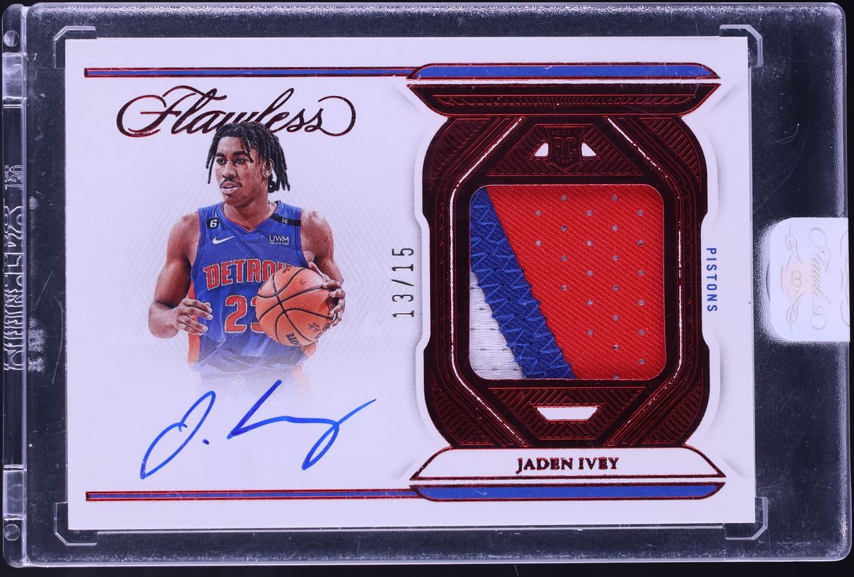 2022 Panini Flawless Ruby Jaden Ivey ROOKIE PATCH AUTO /15 #FPA-JIV