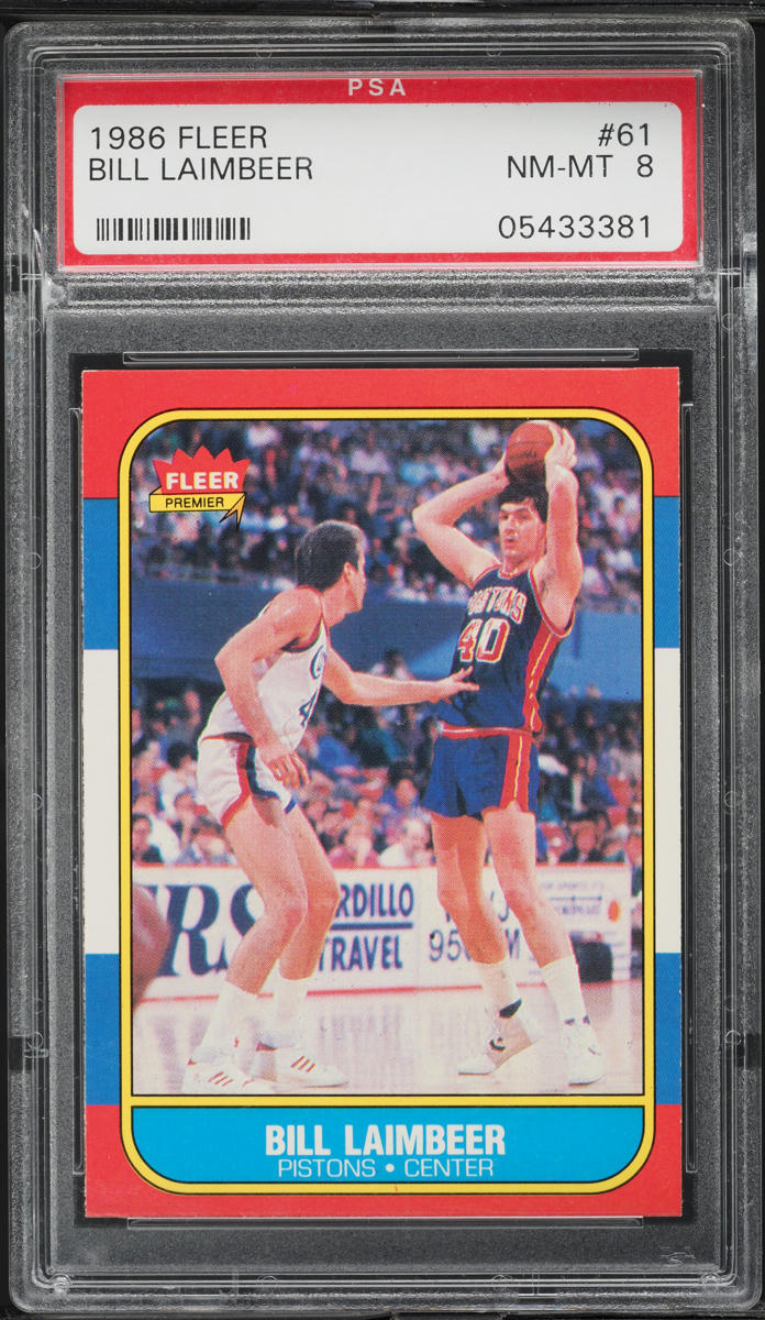 1986 Fleer Basketball Bill Laimbeer #61 PSA 8 NM-MT
