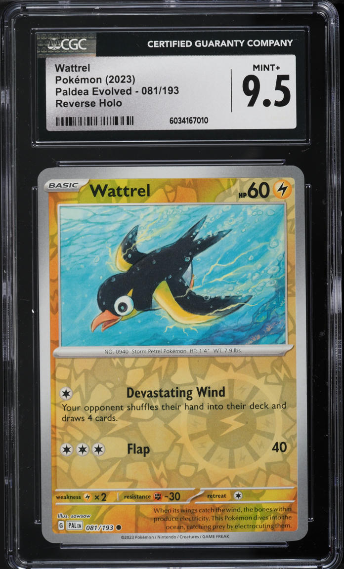 2023 Pokemon SV Paldea Evolved Reverse Holo Wattrel #81 CGC 9.5 MINT+