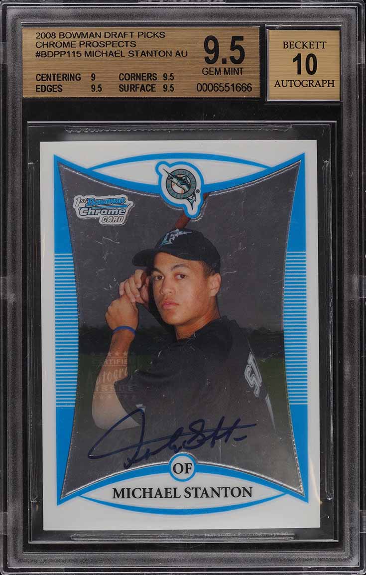2008 Bowman Chrome Draft Giancarlo Stanton ROOKIE AUTO #BDPP115 BGS 9.5 GEM MINT