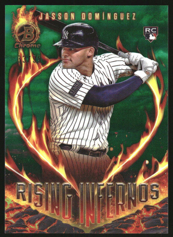 2024 Bowman Rising Infernos Green Refractor #RI-2 Jasson Dominguez RC /99