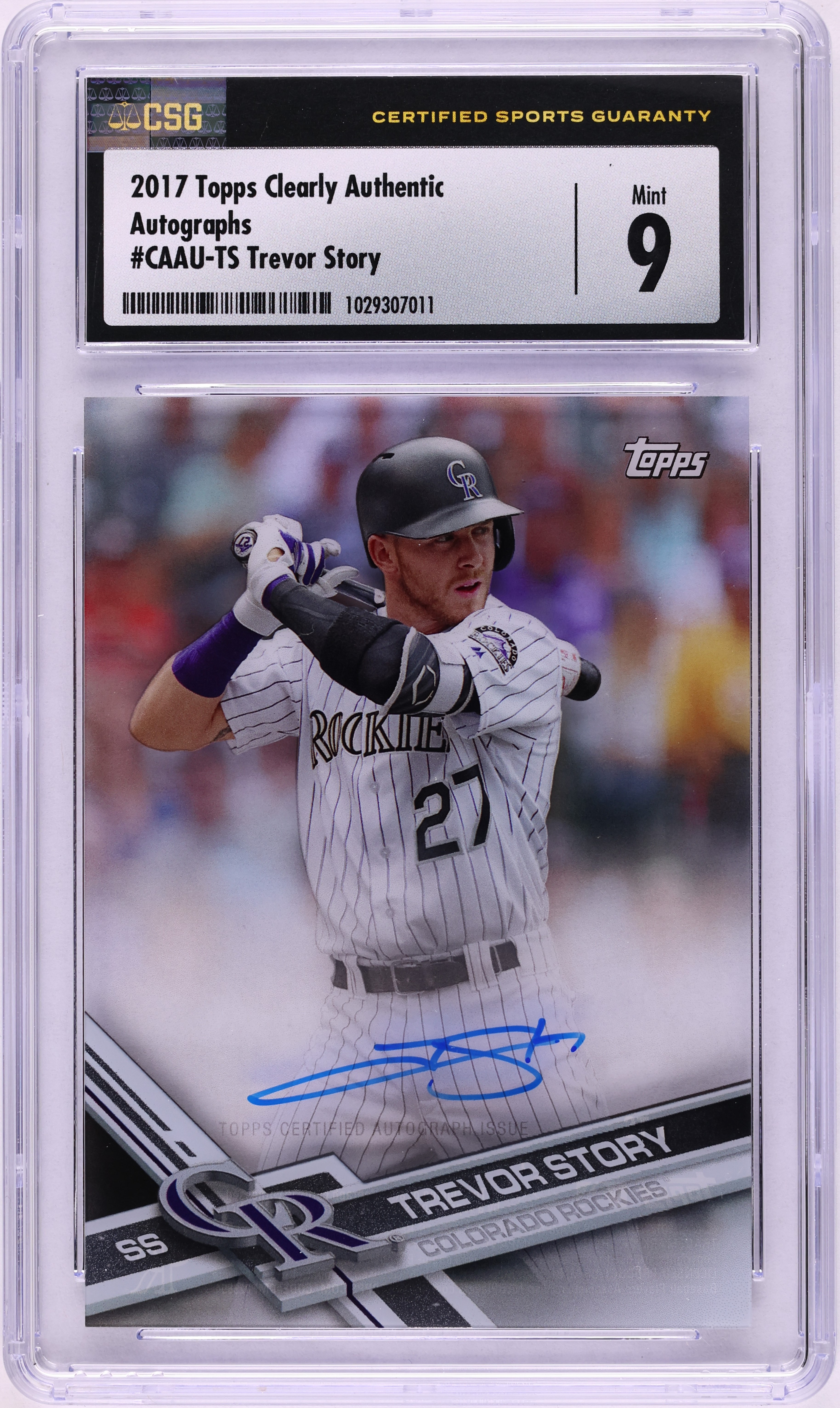 2017 Topps Clearly Authentic Trevor Story AUTO #CAAU-TS CSG 9 MINT