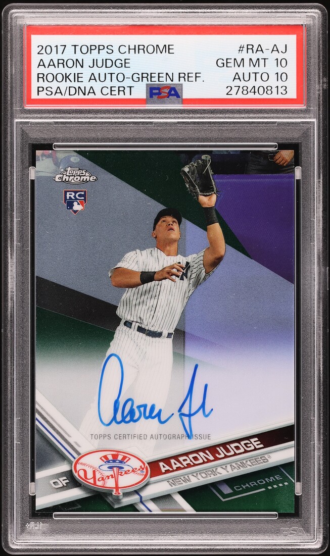 2017 Topps Chrome Green Refractor Aaron Judge ROOKIE AUTO DNA 10 /99 #RA-AJ PSA 10 GEM MINT