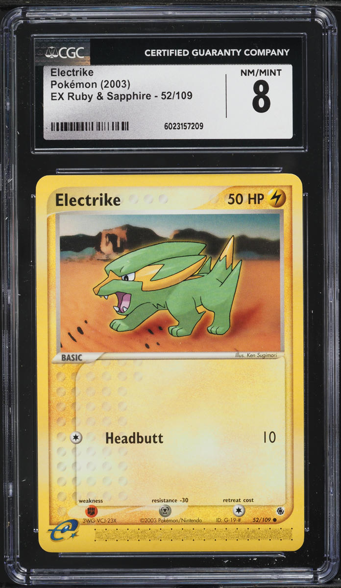 2003 Pokemon EX Ruby & Sapphire Electrike #52 CGC 8 NM-MT