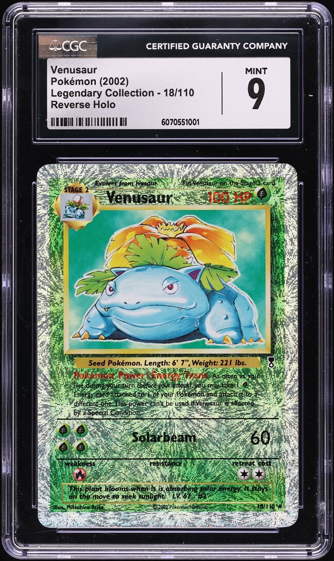2002 Pokemon Legendary Collection Reverse Holo Venusaur #18 CGC 9 MINT
