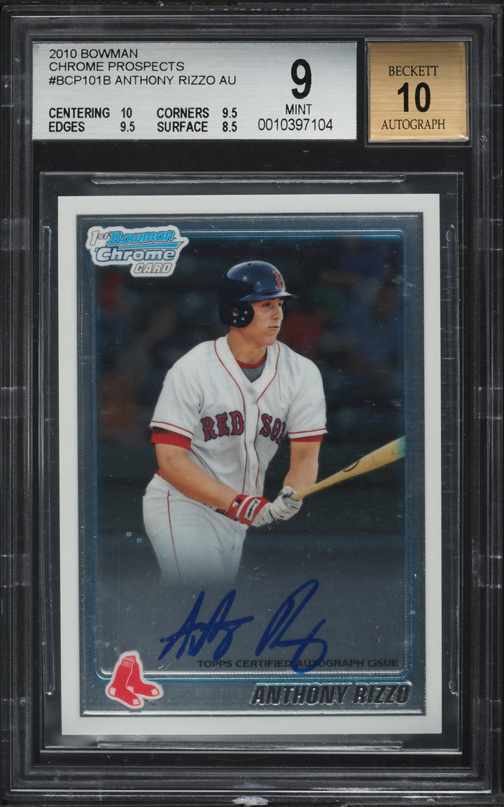 2010 Bowman Chrome Prospects Anthony Rizzo ROOKIE AUTO #BCP101 BGS 9 MINT