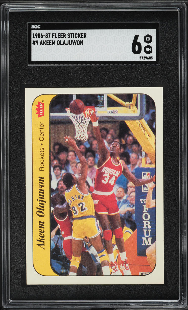 1986 Fleer Sticker Hakeem Olajuwon ROOKIE #9 SGC 6 EXMT
