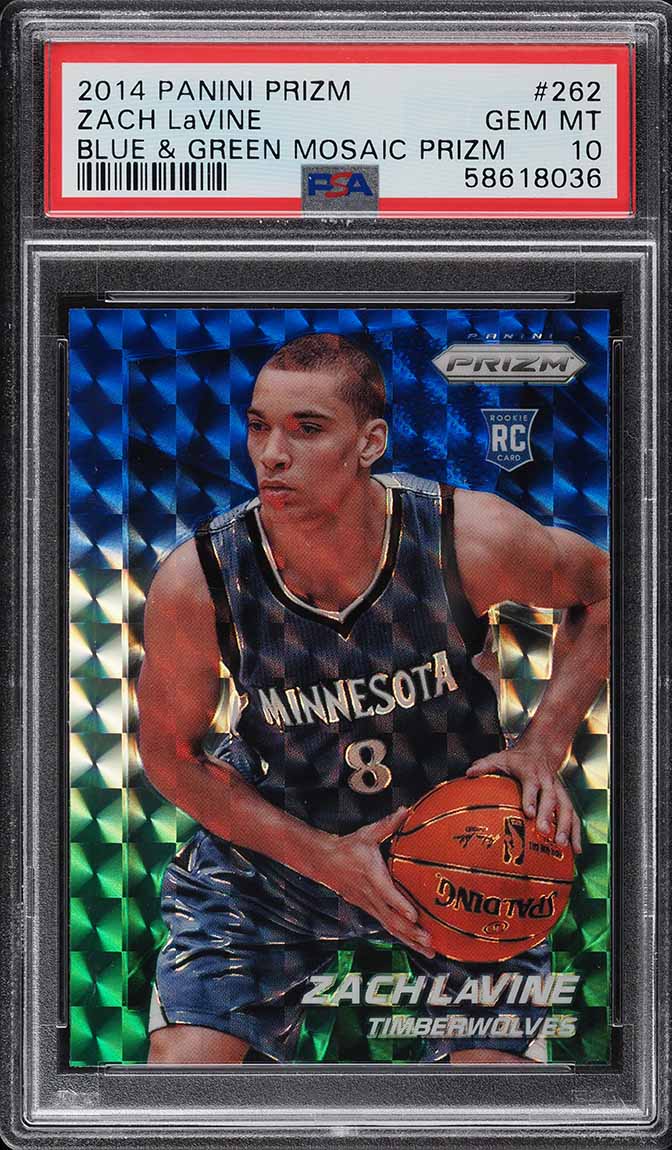 2014 Panini Prizm Blue & Green Mosaic Zach LaVine ROOKIE #262 PSA 10 GEM MINT