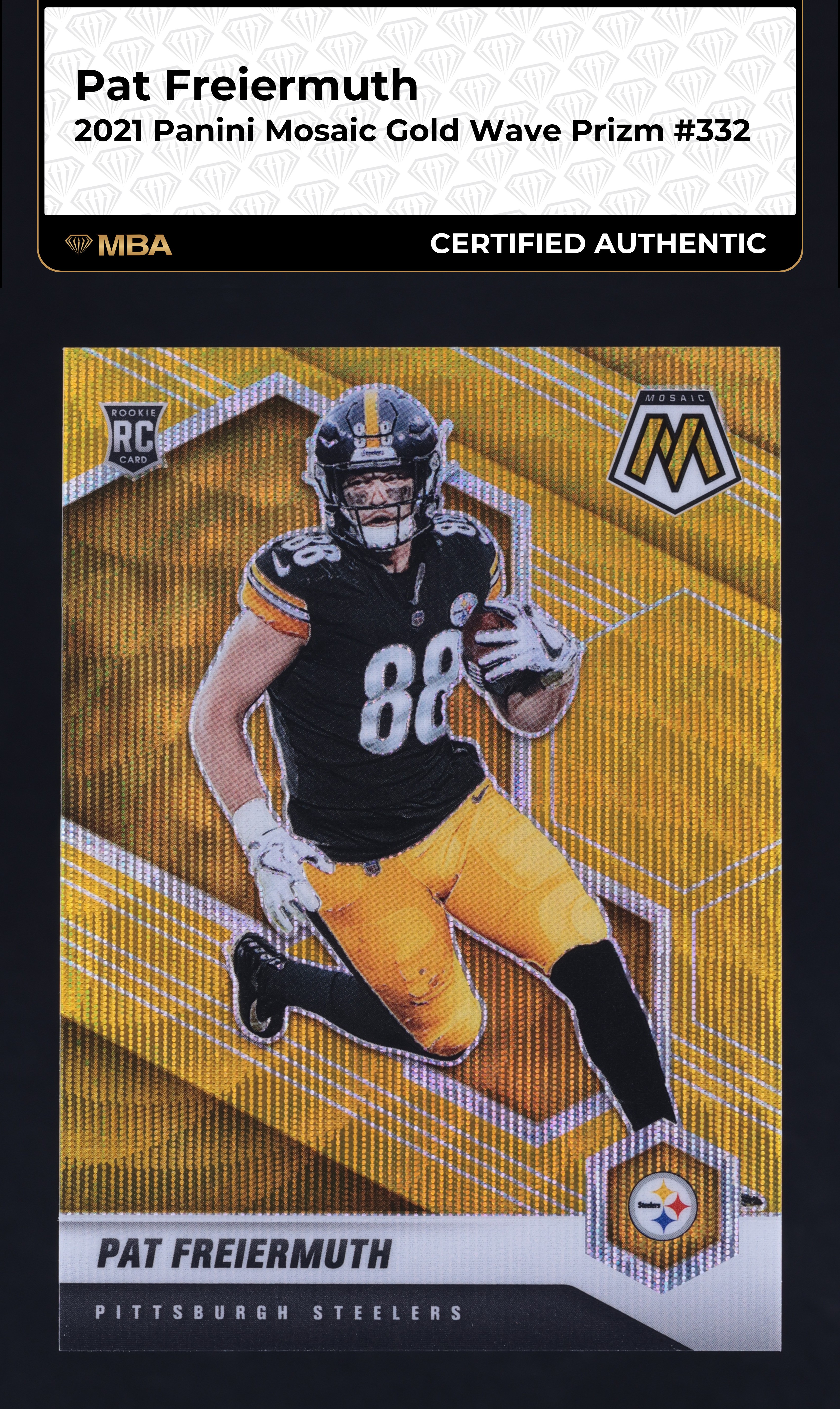 2021 Panini Mosaic Gold Wave Prizm Pat Freiermuth ROOKIE /17 #332 MBA AUTH