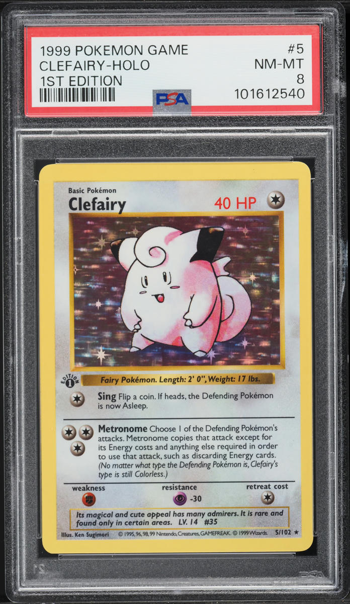 1999 Pokemon Base Set Shadowless 1st Edition Holo Clefairy #5 PSA 8 NM-MT