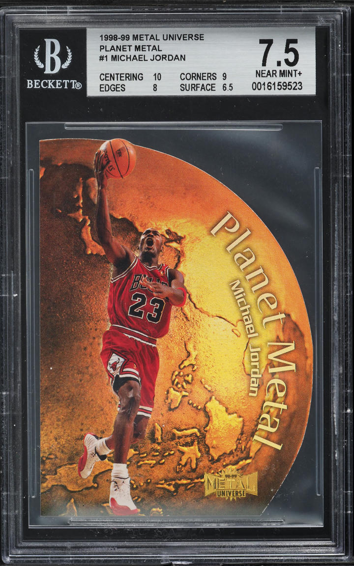 1998 Metal Universe Planet Metal Die-Cut Michael Jordan #1 BGS 7.5 NRMT+