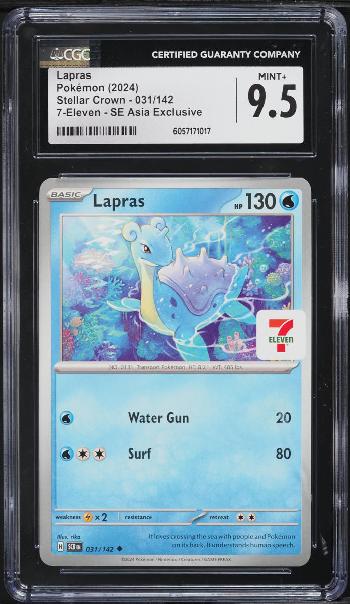 2024 Pokemon Stellar Crown 7-Eleven SE Asia Exclusive Lapras #031 CGC 9.5 MINT+