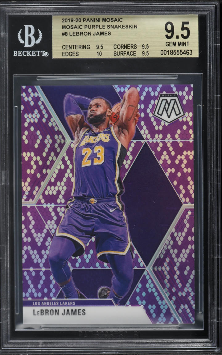 2019 Panini Mosaic Purple Snakeskin LeBron James /24 #8 BGS 9.5 GEM MINT