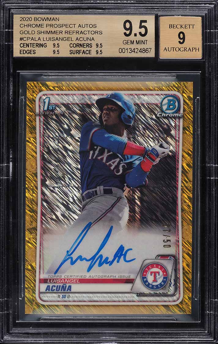 2020 Bowman Chrome Gold Shimmer Refractor Luisangel Acuna RC AUTO /50 BGS 9.5