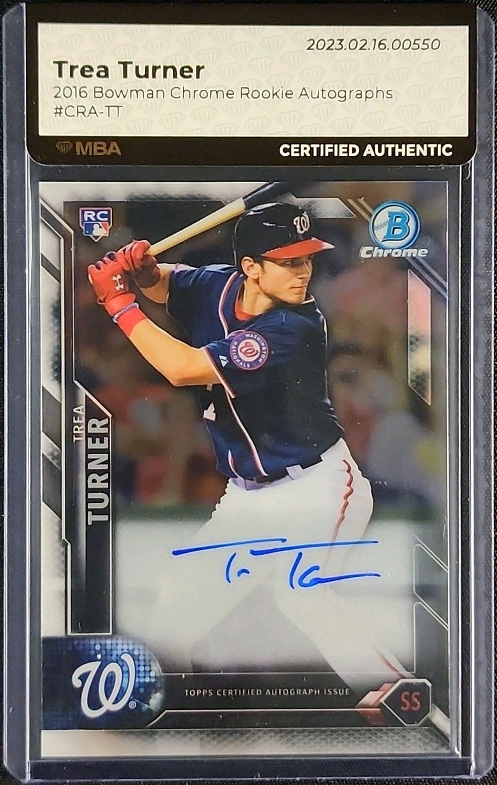 2016 Bowman Chrome Autographs Trea Turner ROOKIE AUTO #CRA-TT MBA AUTH