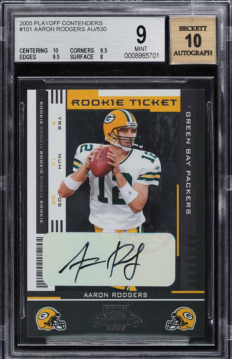 2005 Playoff Contenders Aaron Rodgers ROOKIE AUTO #101 BGS 9 MINT