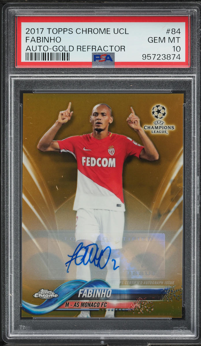 2017 Topps Chrome UEFA Gold Refractor Fabinho AUTO /50 #84 PSA 10 GEM MINT