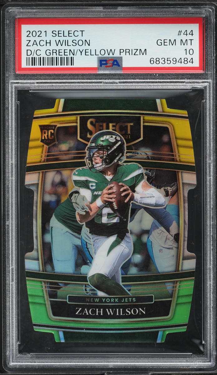 2021 Select Concourse Green Yellow Prizm Die-Cut Zach Wilson ROOKIE PSA 10 GEM