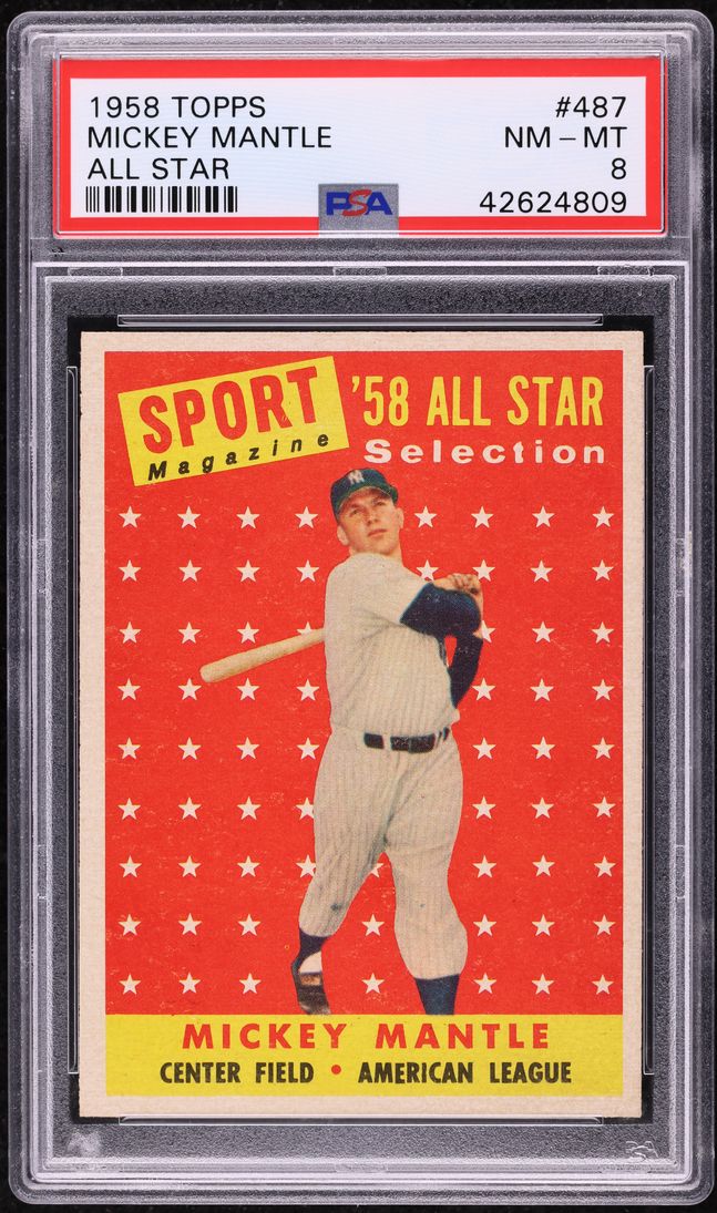1958 Topps Mickey Mantle ALL-STAR #487 PSA 8 NM-MT