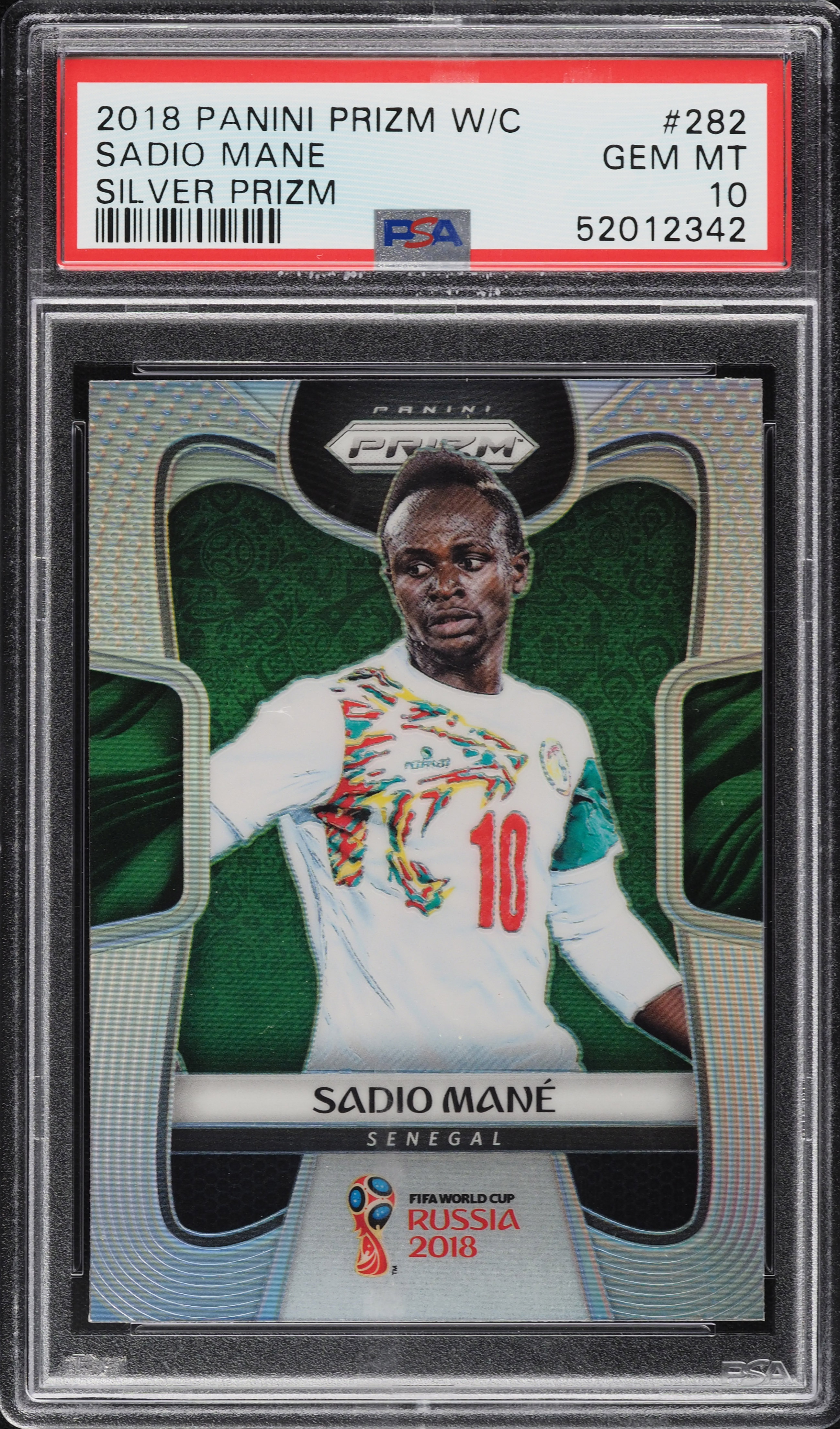 2018 Panini Prizm World Cup Silver Sadio Mane #282 PSA 10 GEM MINT
