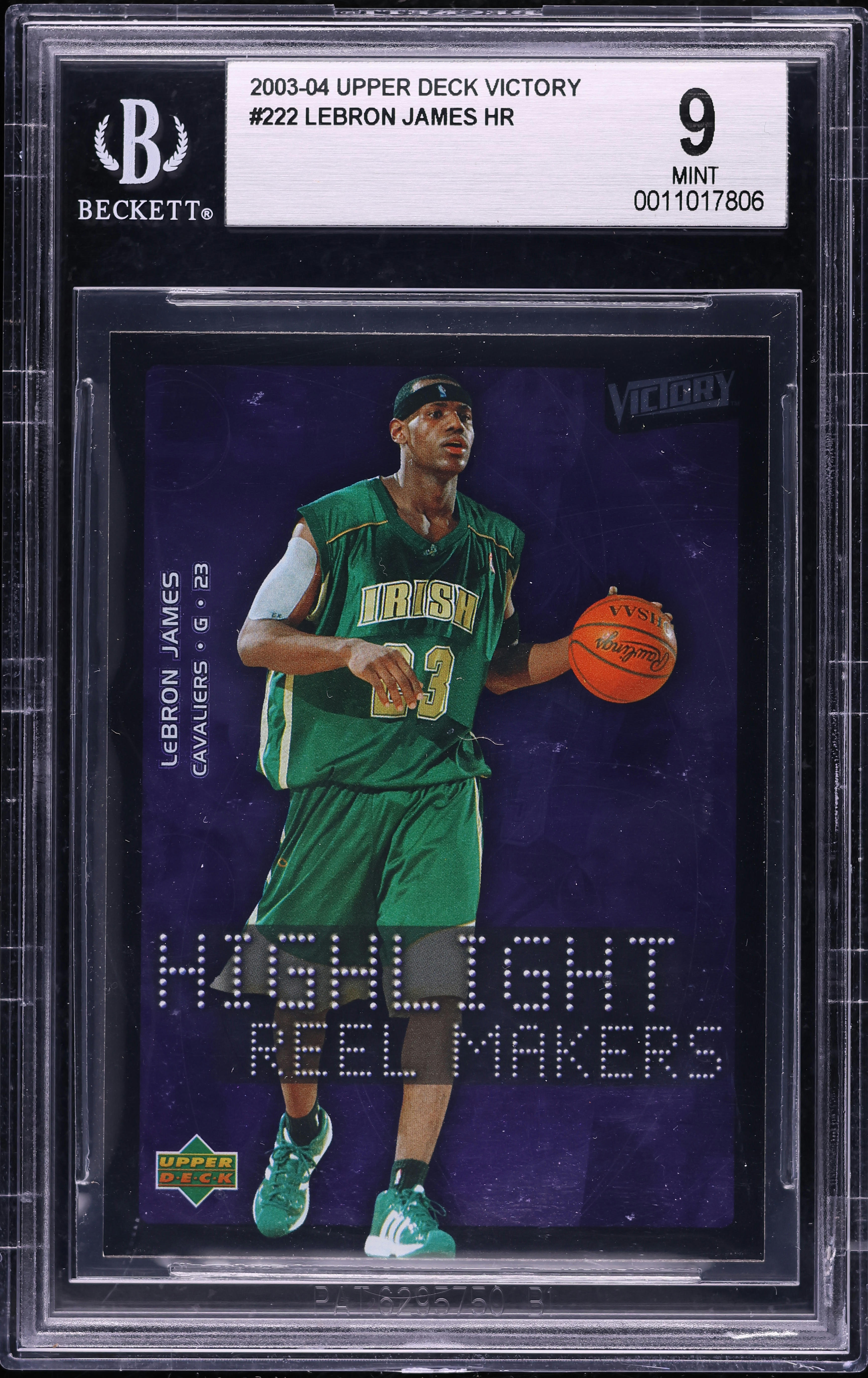 2003 Upper Deck Victory Highlight Reel Maker LeBron James ROOKIE #222 BGS 9 MINT