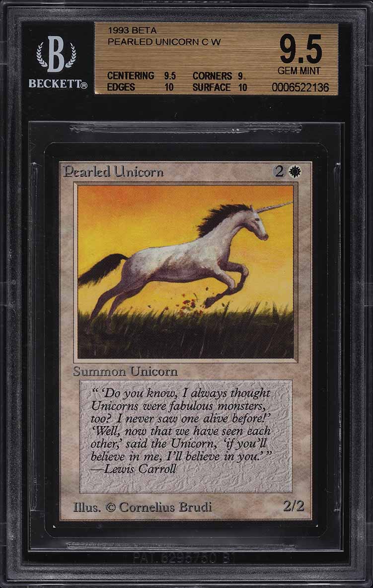 1993 Magic The Gathering MTG Beta Pearled Unicorn C W BGS 9.5 GEM MINT