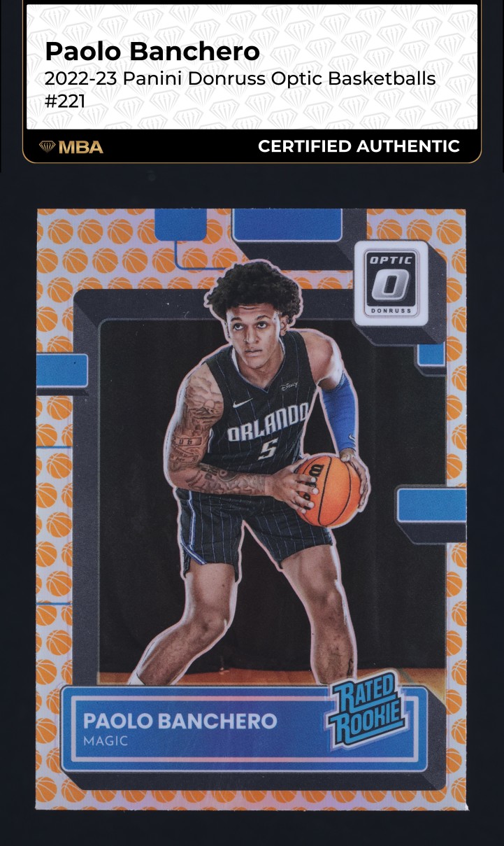 2022 Donruss Optic Basketballs Prizm Paolo Banchero ROOKIE #221 MBA AUTH