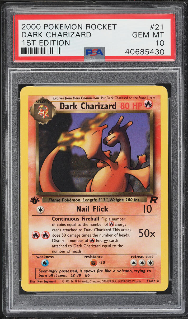 2000 Pokemon Team Rocket 1st Edition Dark Charizard #21 PSA 10 GEM MINT