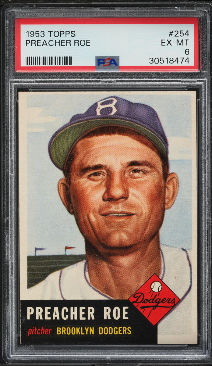 1953 Topps Preacher Roe #254 PSA 6 EXMT