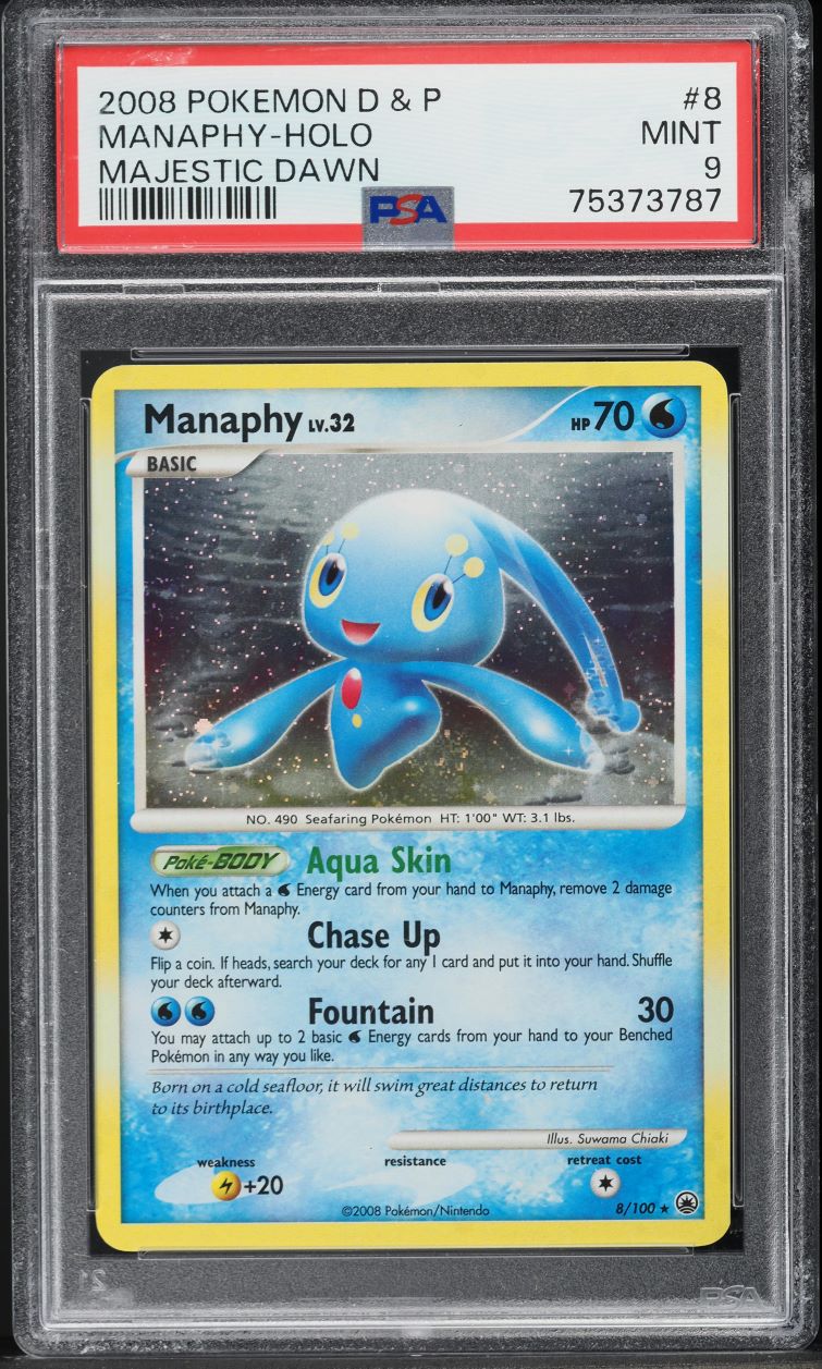 2008 Pokemon Diamond & Pearl Majestic Dawn Holo Manaphy #8 PSA 9 MINT