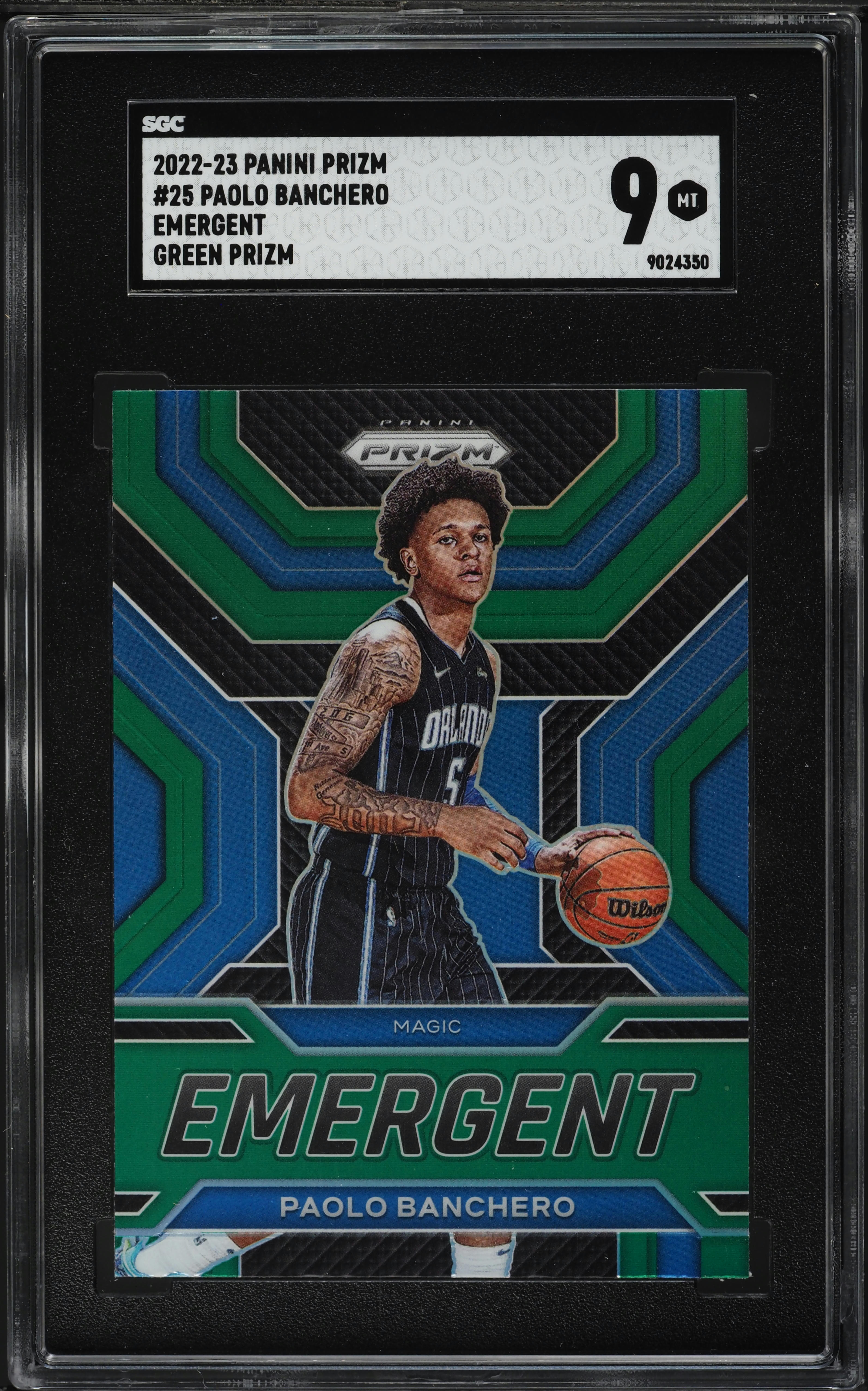 2022 Panini Prizm Emergent Green Paolo Banchero ROOKIE #25 SGC 9 MINT