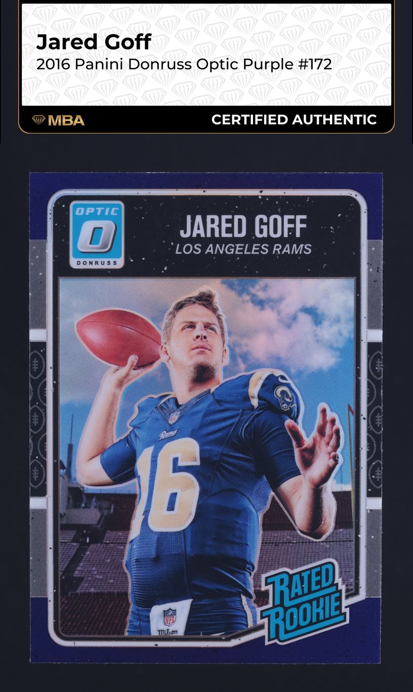 2016 Donruss Optic Purple Jared Goff ROOKIE #172 MBA AUTH