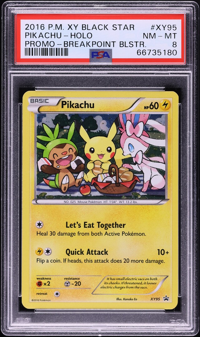 2016 Pokemon XY Black Star Promo BREAKpoint Holo Pikachu #XY95 PSA 8 NM-MT