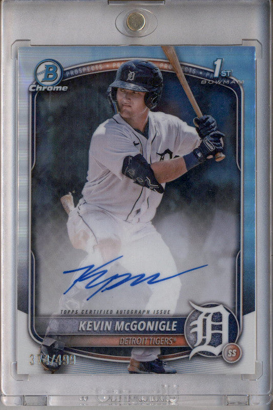 2025 Bowman Chrome Autographs Refractor #CPA-KM Kevin McGonigle RC Auto /499